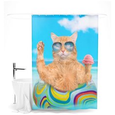 Шторка для ванной "Сирень"; Отдых на море; Размер: 145 х 180