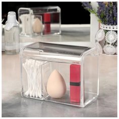 Контейнер д/хранения космет принад 2секц 14,5*10,5*8см прозрачн карт кор 4103907 Сима ленд