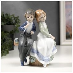 Сувенир керамика "Детишки на заборчике" цветной 17х6,5х12 см 4811144 Сима ленд