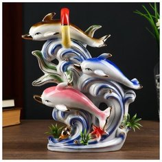 Сувенир керамика "Дельфины играют в салочки" 30х11х23 см 4822385 Сима ленд