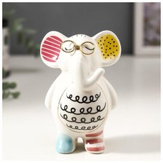 Сувенир керамика "Слонёнок в очках" цветные пятнышки 10х5х7 см 4847480 Сима ленд