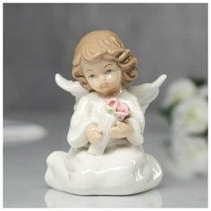 Сувенир керамика "Ангел в белом платье с букетом" 9,5х7х5,5 см 2588106 Сима ленд