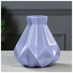 Ваза настольная "Оригами" №4, геометрия, глянец, василёк, 15 см 3913877 Керамика ручной работы