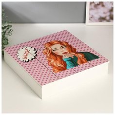 Шкатулка дерево с делениями "Рыжеволосая девушка" 6х29,8х29,7 см 3740506 Сима ленд