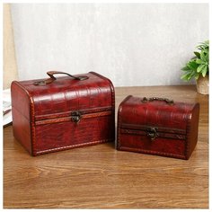 Шкатулка дерево состаренная "Питон" набор 2 шт 11,5х17,5х11,7, 15,5х22х15,7 см 4470317 Сима ленд