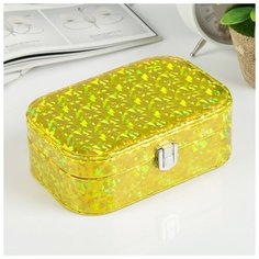 Шкатулка кожзам для украшений "Слюда голография" золото 6х18х12 см 4327234 Сима ленд