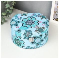 Шкатулка кожзам для украшений полукруг "Цветы-мехенди" 8х17х15 см 5187583 Сима ленд