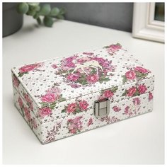 Шкатулка кожзам для украшений "Единорог и цветы" блёстки 5,5х16х10 см 5129859 Сима ленд