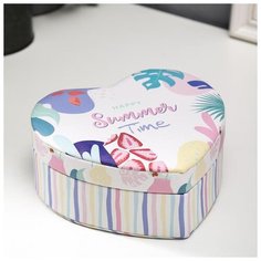 Шкатулка кожзам для украшений сердце "Лето в разгаре" 7х14х17 см 5144435 Сима ленд