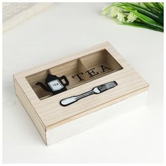 Шкатулка дерево с делениями "Tea is all you need" 5,7х24х17 см 4280885 Сима ленд