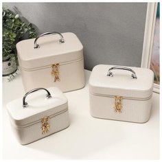 Шкатулка кожзам для косметики "Эйфелева башня" н-р 3 шт 16,5х15х23; 14х13х21; 10,5х10х18,5см 50438 Сима ленд