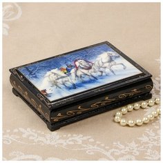 Шкатулка «Зимняя тройка», 10×14 см, лаковая миниатюра 2407431 Сима ленд