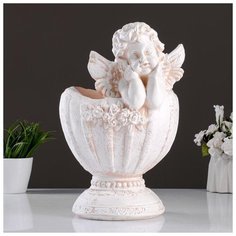 Фигурное кашпо "Ангел в вазе", бежевый 35см 1659366 Хорошие сувениры