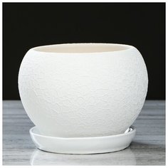 Горшок для цветов "Шар" шёлк 2 л, белый 3831185 Керамика ручной работы