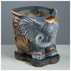 Цветочный горшок 11л "Слон", серый, акрил, большой, 144235 Керамика ручной работы