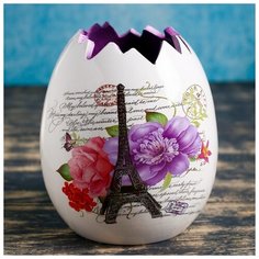 Кашпо керамическое "Париж" 12*12*13 см 4528635 Take It Easy