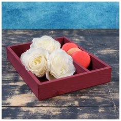 Кашпо деревянное 25.5×20×4.5 см "Макарунас", малиновый Дарим Красиво 4474069