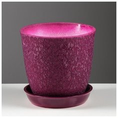 Горшок для цветов "Глория" шёлк, бордовый, 1,0 л 2634237 Керамика ручной работы