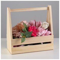 Кашпо деревянное 30×14×30 см, двухреечное прямое 5928352 Сима ленд