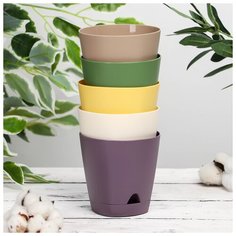 Набор кашпо с прикорневым поливом 0,65 л, 5 шт "Amsterdam" 5077386 In Green