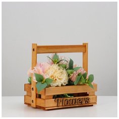 Кашпо деревянное "Flowers", 23 х 14 см, h = 23 см 5618770 Сима ленд