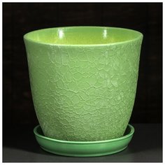 Горшок для цветов "Глория" шёлк, светло-зелёный, 2,0 л 2634244 Керамика ручной работы