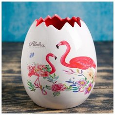 Кашпо керамическое "Фламинго" 12*12*13 см 4528634 Take It Easy