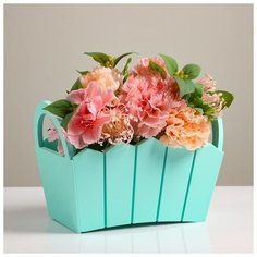 Кашпо деревянное 27×18×19 см "Мария", ручки боковые, МДФ, мята 5309145 Сима ленд