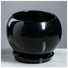 Цветочный горшок "Шар", премиум, чёрный, 1 л 4309215 Керамика ручной работы