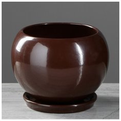 Цветочный горшок "Шар", премиум, шоколад, 1 л 4309214 Керамика ручной работы