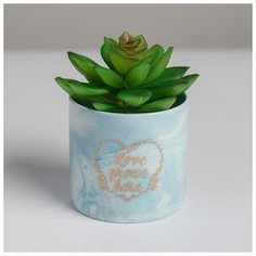 Керамическое кашпо с тиснением «Расти», 8 х 7,5 см 5036292 Дарите счастье