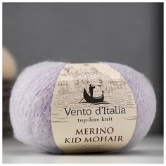 Пряжа "Merino Kid Mohair"34%кид мохер,34%мер.шерсть,27%нейлон,5%спанд 600м/50г(15сирен.дымк) 5505316 Vento Ditalia