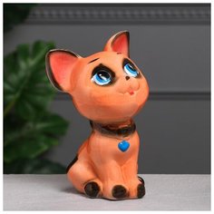 Копилка "Котик Гаврик", глянец, коричневая, 21 см 4827882 Керамика ручной работы