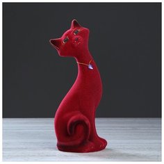 Копилка "Кот Маркиз", флок, бордовая, 29 см 748681 Керамика ручной работы
