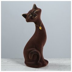 Копилка "Кот Маркиз", флок, коричневая, 30 см 1099367 Керамика ручной работы
