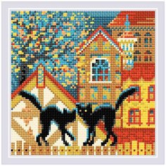 AM0049 Набор алмазной мозаики Риолис Город и кошки. Осень 20*20см