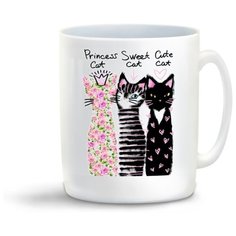 Кружка "Графика. три кота.Sweet cat Princess cat Cute cat" Cool Podarok