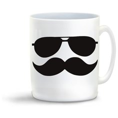 Кружка с приколом усы с очками Cool Podarok