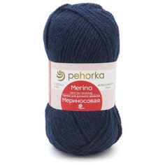 Пряжа Пехорка Мериносовая (50%шерсть, 50%акрил) (04-Т.Синий) 10 шт