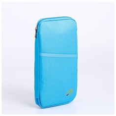 Косметичка-органайзер дор Одноцвет, 13*1,5*24см, отд на молнии, н/карман, голубой 5439676 Сима ленд