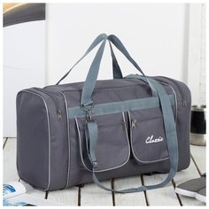 Сумка спорт 1404-2, 48*23*28см, 3 отд на молниях, 2 н/кармана, длин ремень, серый 1262188 Amen.