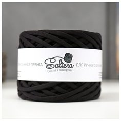 Пряжа трикотажная широкая "Saltera" 100м/300гр, ширина 7-9 мм (02 чёрный) 5377179