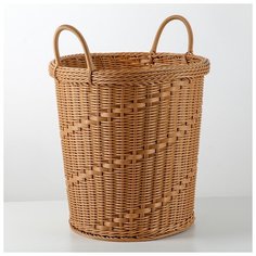 Корзина для белья плетеная круглая "Ультра", 37х37х37 см, цвет бежевый 4444712 Доляна