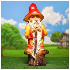 Садовая фигура "Гриб Старец с посохом" 61х25х29см 3866569 Хорошие сувениры