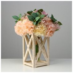 Кашпо деревянное 14×14×26 см "Фонарь Хай-тек Прованс", бежевый 6029969 Сима ленд