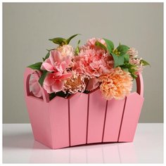 Кашпо деревянное 27×18×19 см "Мария", ручки боковые, МДФ, розовое 5309147 Сима ленд