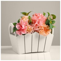 Кашпо деревянное 27×18×19 см "Мария", ручки боковые, МДФ, белое 5309142 Сима ленд