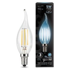 Лампа светодиодная Black Filament Свеча на ветру E14 5Вт 4100К Gauss 104801205 (упаковка 10 шт)