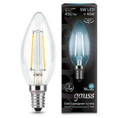Лампа светодиодная Black Filament Свеча E14 5Вт 4100К Gauss 103801205 (упаковка 10 шт)