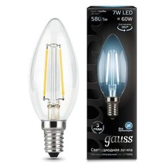 Лампа светодиодная Black Filament Свеча E14 7Вт 4100К Gauss 103801207 (упаковка 10 шт)
